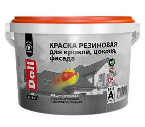 Краска резиновая черная DALI для кровли, цоколя, фасада 3 кг