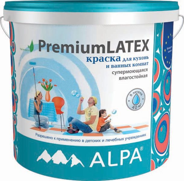 !Краска ALPA DIY ПРЕМИУМЛАТЕКС 9.06.л  матовая латекс. супермоющаяся.