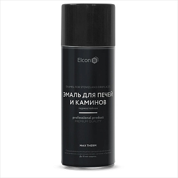 Эмаль термостойкая черная для печей и каминов Elcon Max Them +1200°С  (в бал 520 мл)